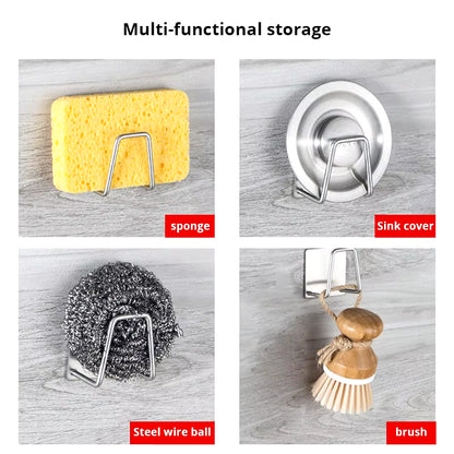 1Pc Stainless Steel Sink Sponge Rack for Sponge Steel Wire Ball Draining Paste the Inner Wall of the Sink Kitchen Supplies